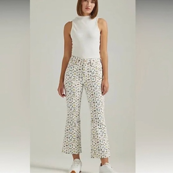Wrangler High Rise Kick Flare Jeans Wrock 672 Lemons Retro Cowgirl Plus Size 35 - Picture 1 of 10